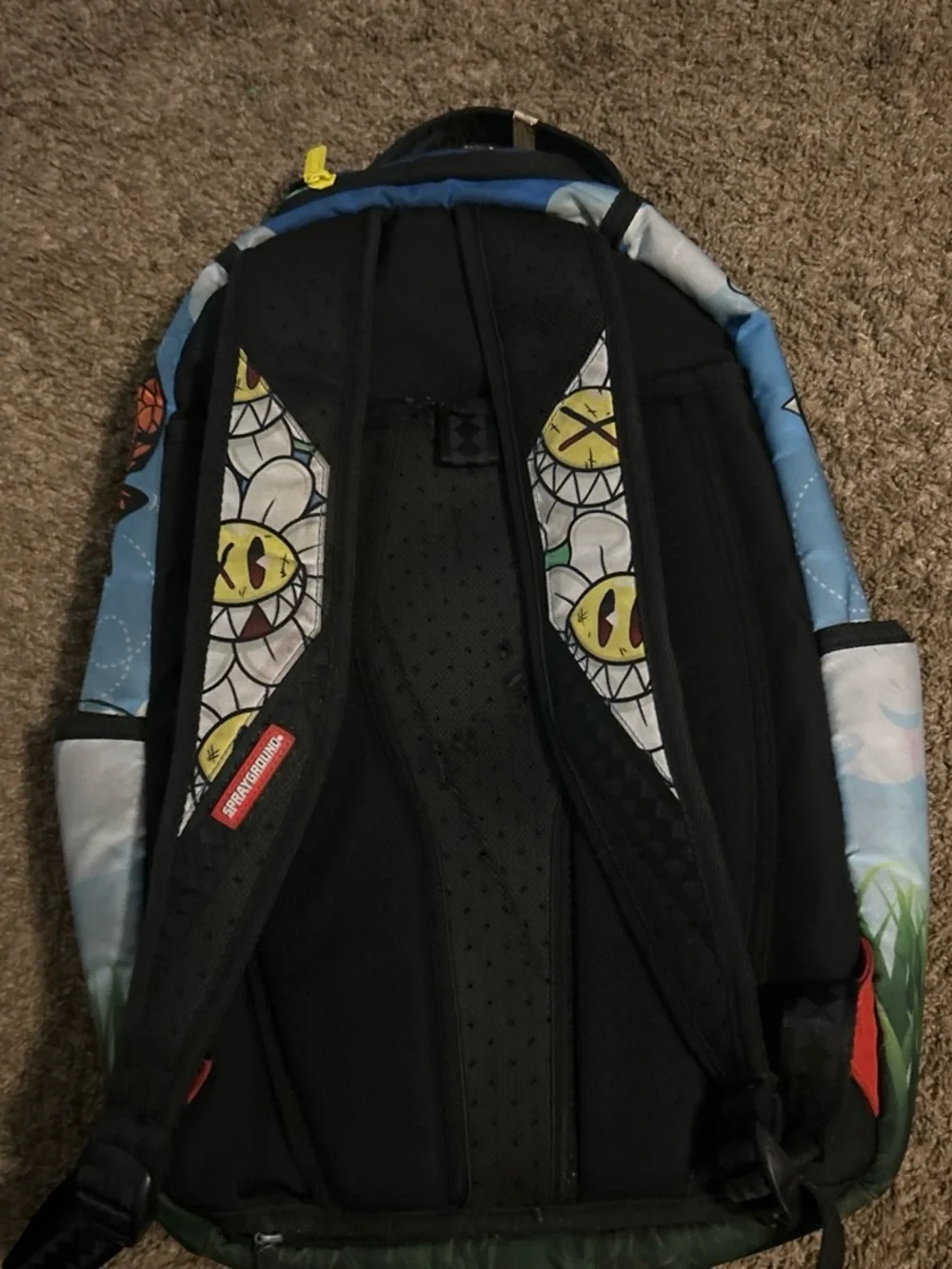 Sprayground Red Patch Backpack with Lime Green Interior